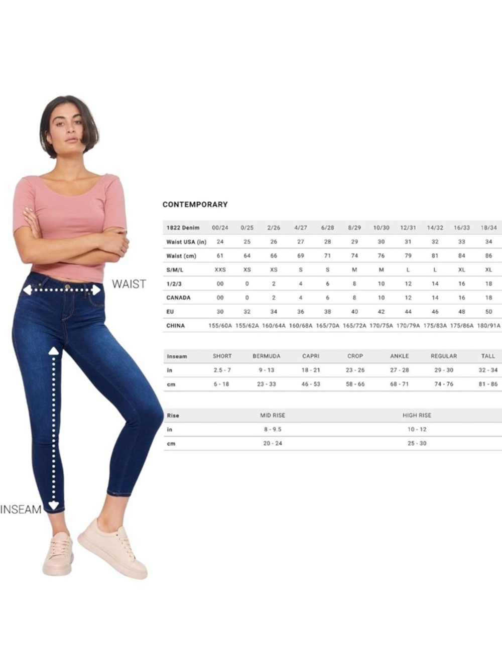 1822 Denim Blue Skinny Jeans, Capri - Picture 13 of 16